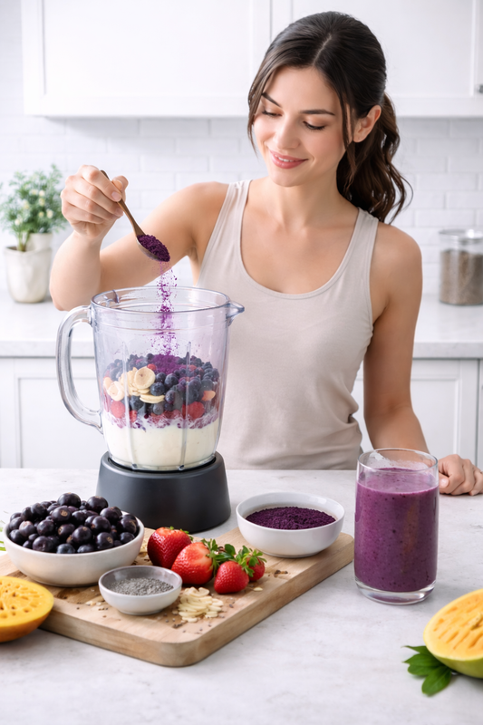 AKNA Premium Brazilian Açaí Powder, Resealable Bag, 227g (8 oz), easy mix for healthy drink and smoothies, Rich in Antioxidants – Non-GMO