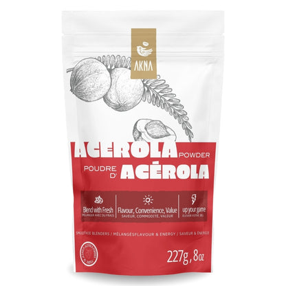 Acerola powder package with Akna branding on a white background