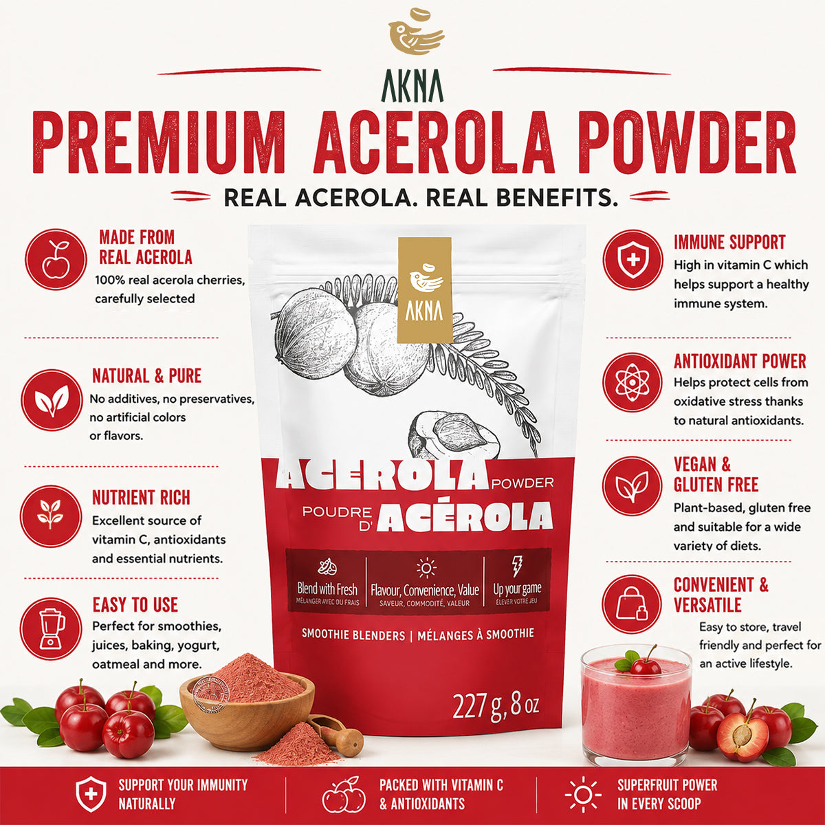 AKNA 🍒Acerola Power 8oz/227g AKNA Foods