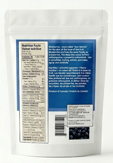 AKNA Organic Blueberry Powder - 227g - Canadian Blueberries - Antioxidant Rich, Vegan & Gluten-Free - Resealable Pouch