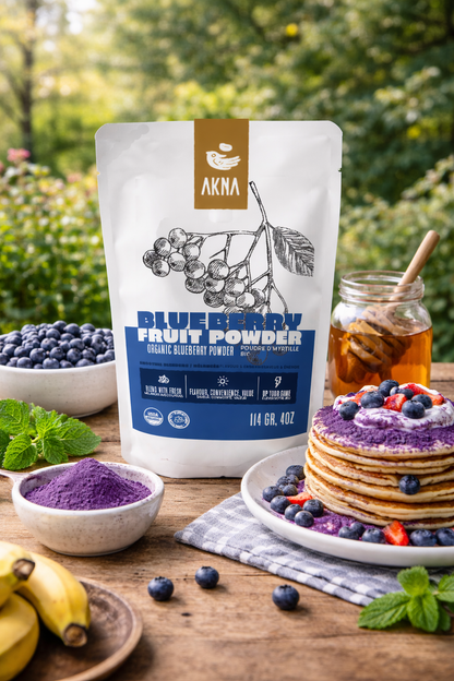 AKNA Organic Blueberry Powder - 227g - Canadian Blueberries - Antioxidant Rich, Vegan & Gluten-Free - Resealable Pouch