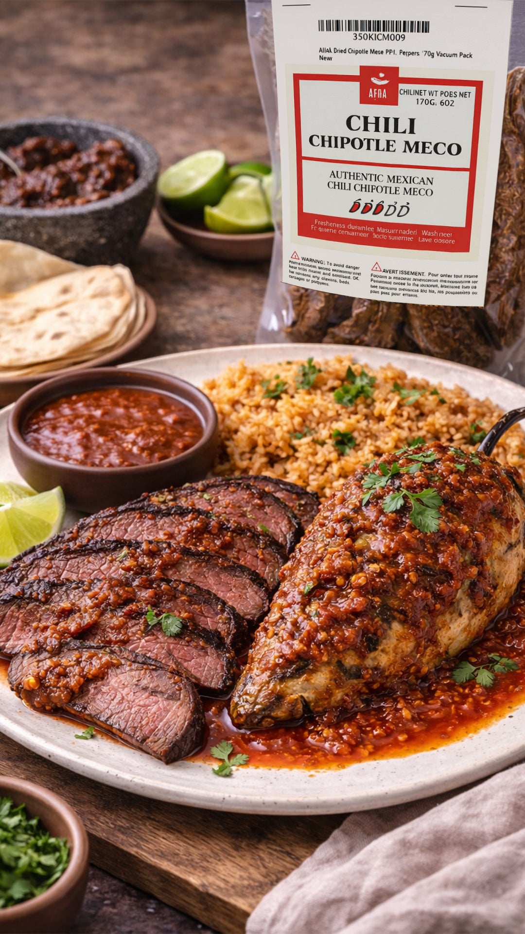 AKNA Whole Chipotle Meco Chili Peppers, 170g - 6oz