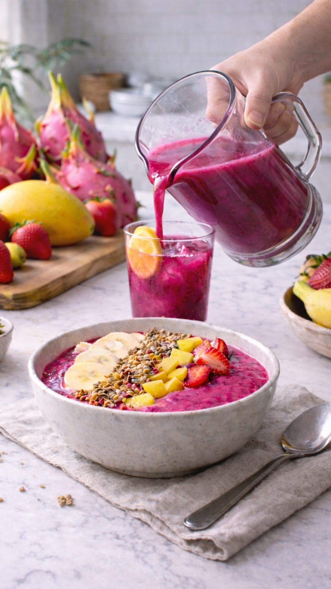 AKNA Organic Red Dragon Fruit Powder 227g -8oz