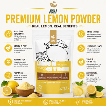 AKNA 🍋 Premium Lemon Fruit Powder, 227g -8oz AKNA Foods