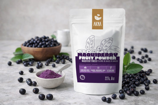 AKNA Maqui Berry Juice Powder (227g / 8oz) – Premium Purple Fruit Extract – Water Soluble & Easy to Mix – Resealable Bag – Non-GMO, Vegan, Gluten-Free – Natural Food Color for Drinks & Bowls