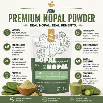 AKNA Nopal Cactus Leaf Powder, 227g, 8oz AKNA Foods