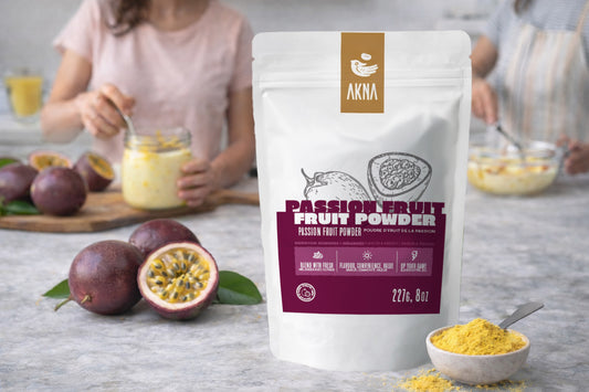 AKNA Organic Passion Fruit Powder 227g (8oz) – Natural Maracuja Fruit Solids – Non-GMO, Gluten-Free & Vegan – Perfect for Smoothies, Baking, Yogurt & Beverages – Resealable Pouch