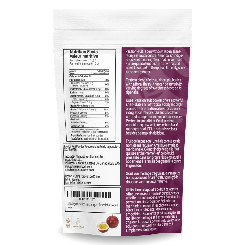 AKNA Organic Passion Fruit Powder, 227g - 8oz AKNA Foods