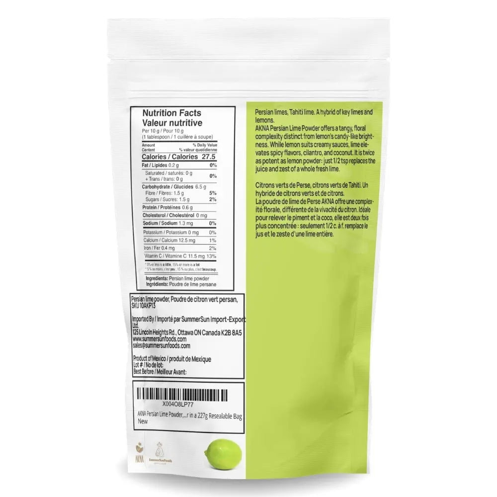 AKNA Persian Lime Powder, Fruit Powder in a 227g (8oz) AKNA Foods