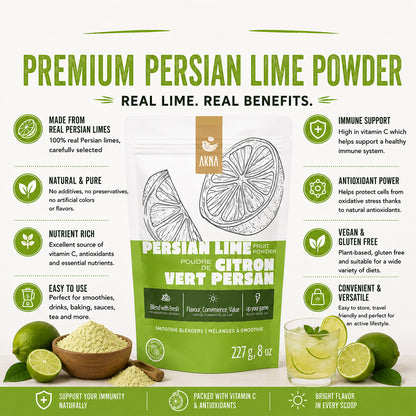 AKNA Persian Lime Powder, Fruit Powder in a 227g (8oz) AKNA Foods