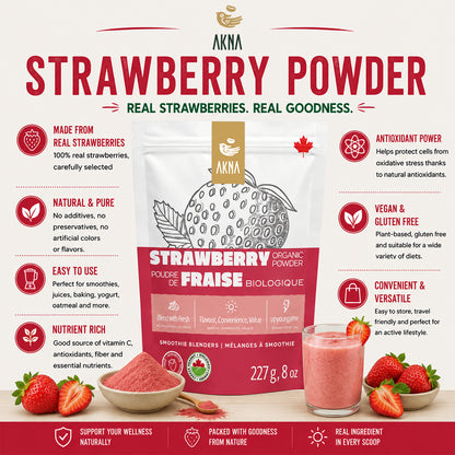 AKNA Canada Organic Certified Strawberry Fruit Powder, 8 oz AKNA Foods